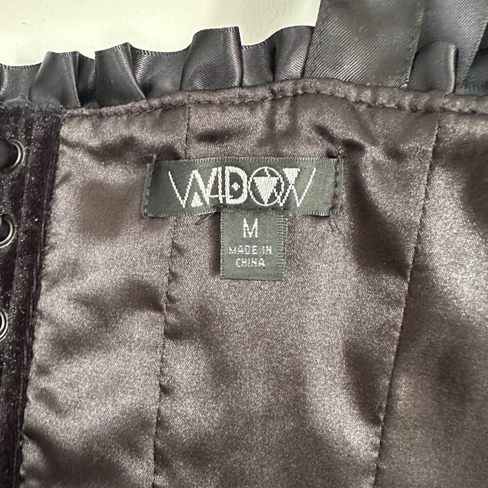 Dolls Kill Widow NWOT Night Whispers Velvet Satin Trim Lace Up Corset Medium - Picture 10 of 12